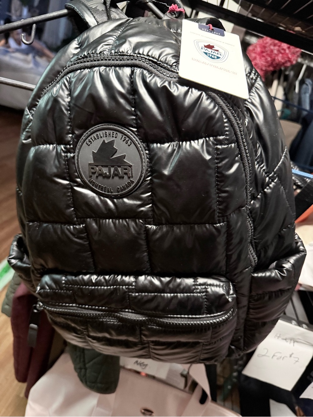 Pajar Black Quilted Puffer Backpack